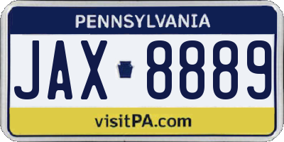 PA license plate JAX8889