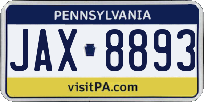PA license plate JAX8893