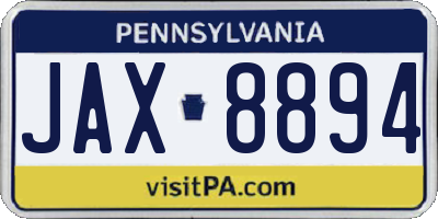PA license plate JAX8894