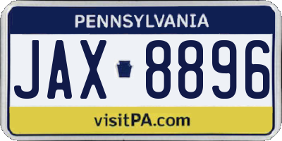 PA license plate JAX8896