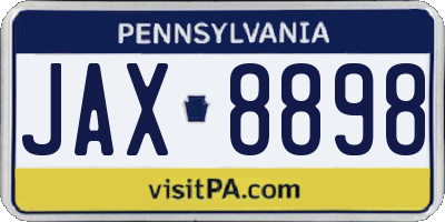 PA license plate JAX8898