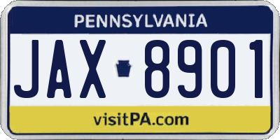 PA license plate JAX8901