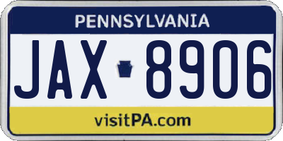 PA license plate JAX8906