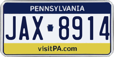 PA license plate JAX8914