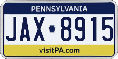 PA license plate JAX8915