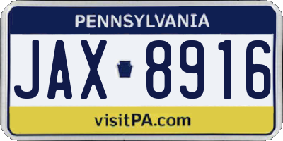 PA license plate JAX8916