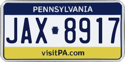 PA license plate JAX8917