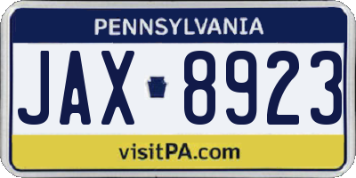 PA license plate JAX8923