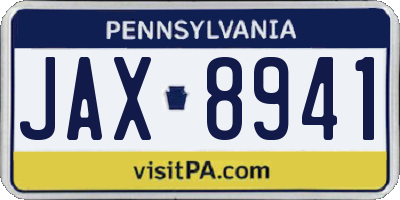 PA license plate JAX8941
