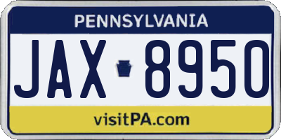 PA license plate JAX8950