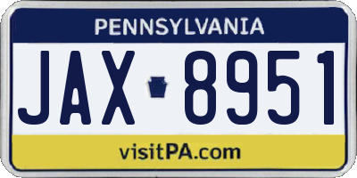 PA license plate JAX8951