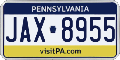 PA license plate JAX8955