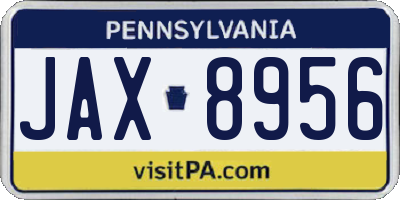 PA license plate JAX8956