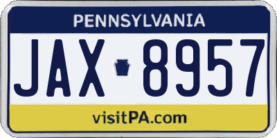 PA license plate JAX8957