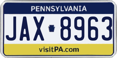 PA license plate JAX8963