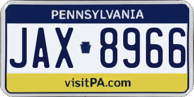 PA license plate JAX8966
