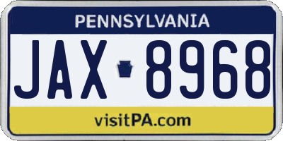 PA license plate JAX8968