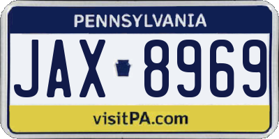 PA license plate JAX8969
