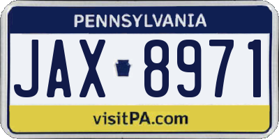 PA license plate JAX8971