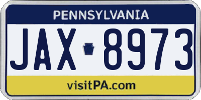 PA license plate JAX8973