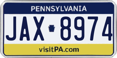 PA license plate JAX8974