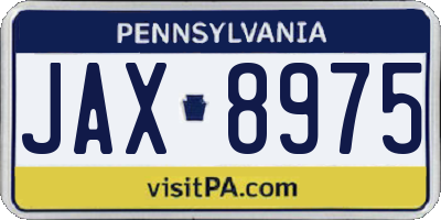 PA license plate JAX8975