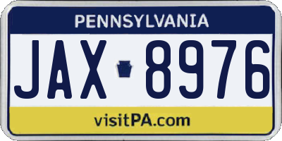 PA license plate JAX8976
