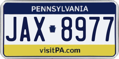 PA license plate JAX8977