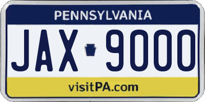 PA license plate JAX9000