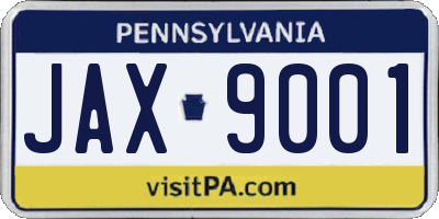 PA license plate JAX9001
