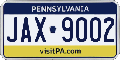 PA license plate JAX9002