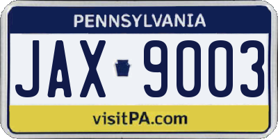 PA license plate JAX9003