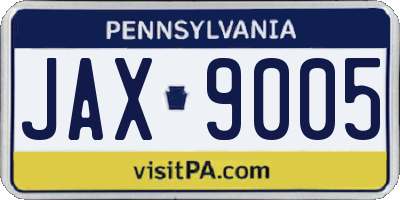 PA license plate JAX9005