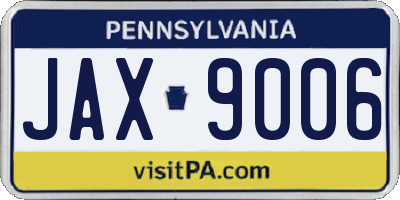PA license plate JAX9006