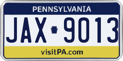 PA license plate JAX9013