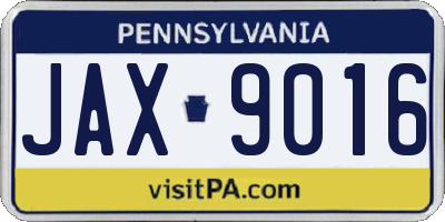 PA license plate JAX9016