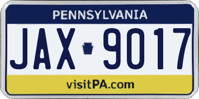 PA license plate JAX9017