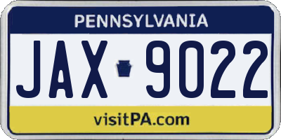 PA license plate JAX9022