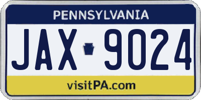 PA license plate JAX9024