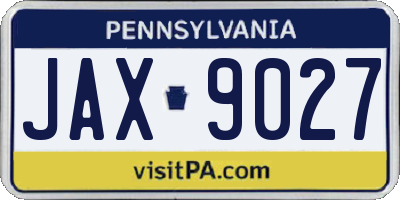 PA license plate JAX9027