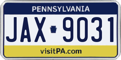 PA license plate JAX9031