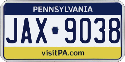 PA license plate JAX9038