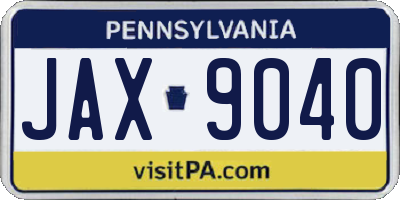 PA license plate JAX9040