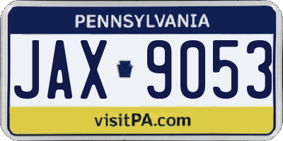 PA license plate JAX9053