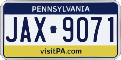 PA license plate JAX9071