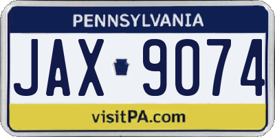 PA license plate JAX9074