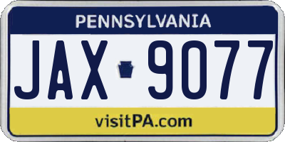 PA license plate JAX9077