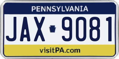 PA license plate JAX9081