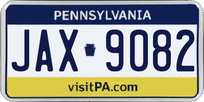 PA license plate JAX9082