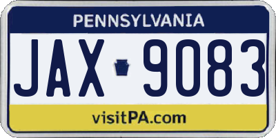 PA license plate JAX9083